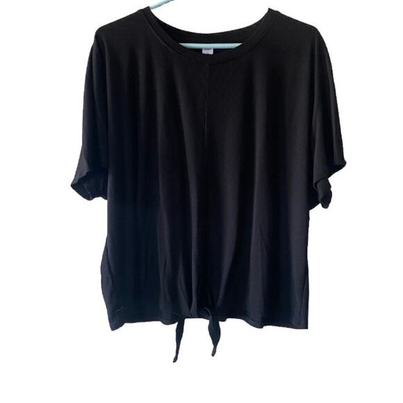 Old Navy Active Black Oversized Ribbed Knot Front Active Top- Large TALL - Picture 1 of 2